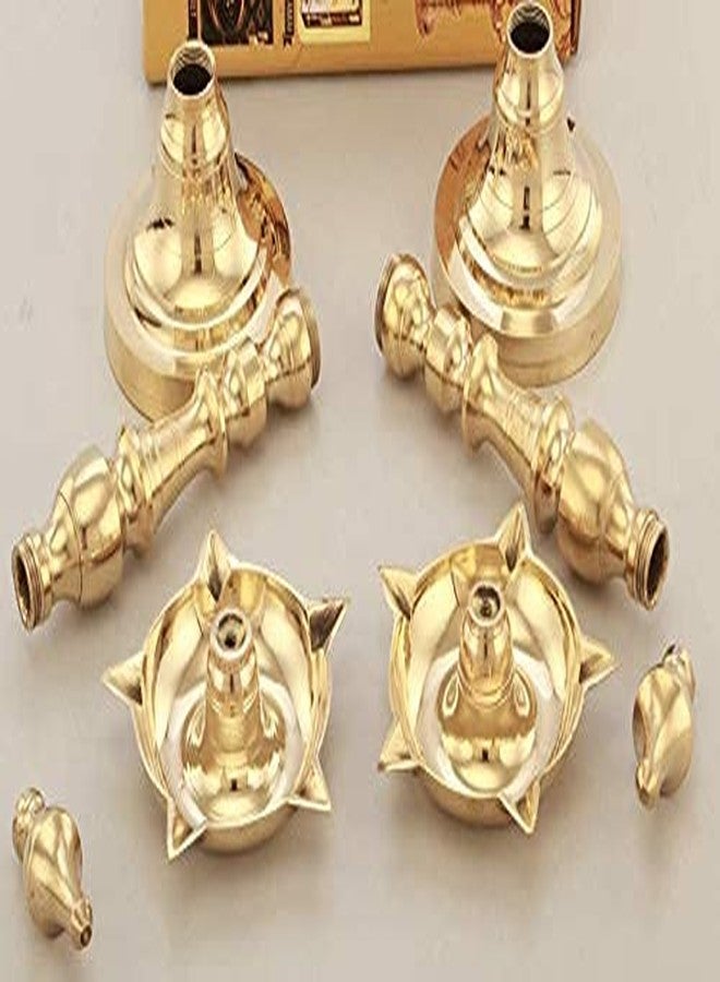 Brass Gallery معرض النحاس النحاسي ديوالي بوجا زيت ديا كاشي سامايي (ذهبي) (كاشي سامايي، الارتفاع 12 بوصة) - Image 3